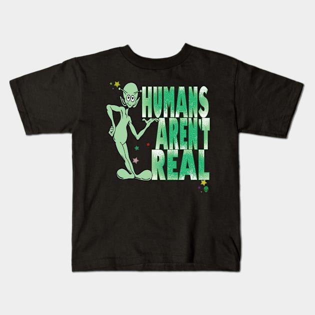 Fun UFO Alien Believers Humans Aren't Real Sci Fi Spaceship Retro Vintage Kids T-Shirt by Envision Styles